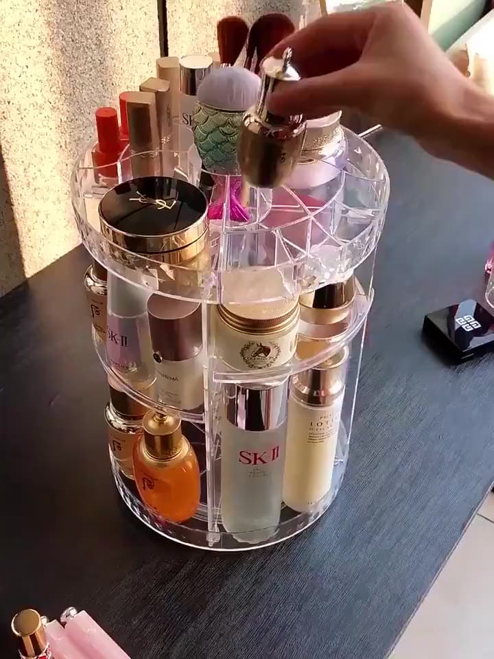 Organizador de maquiagem Giratório 360º Acrílico Suporte de Cosméticos